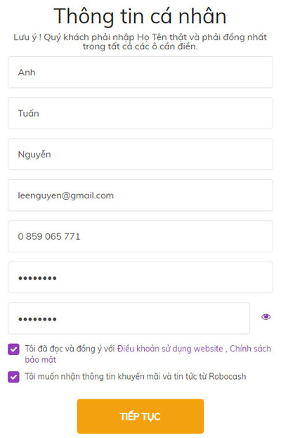 Hướng dẫn vay tiền RoboCash có tiền ngay